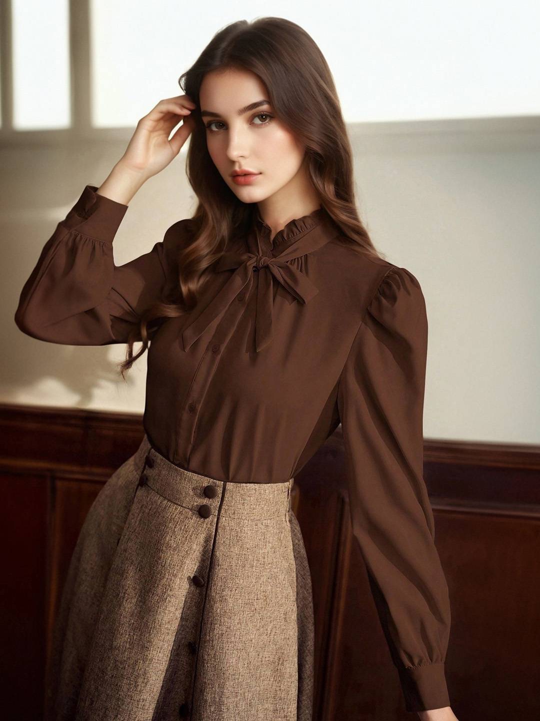 Clementine Ruffle Collar Bow Blouse