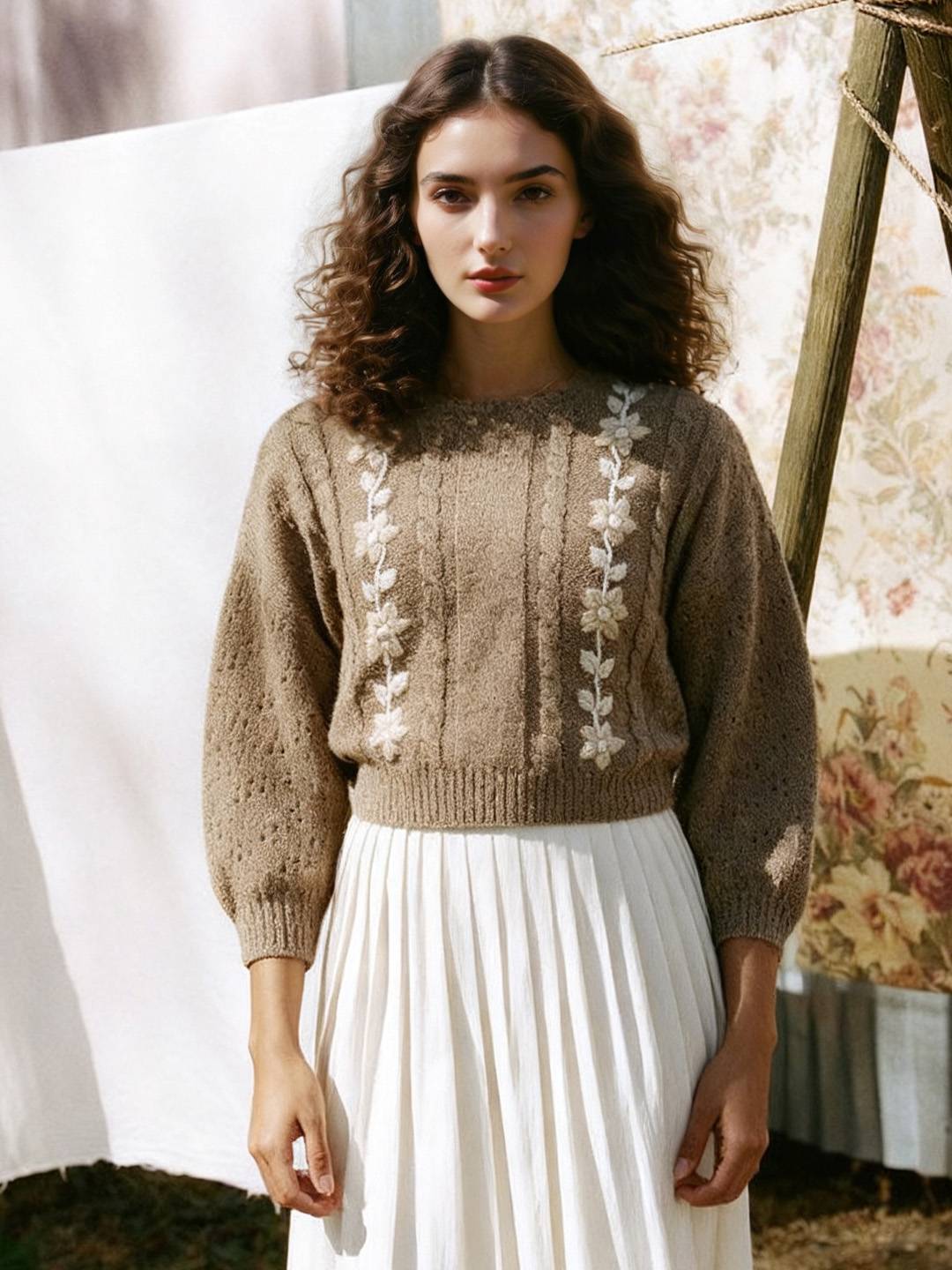 Paislee Round Neck Jacquard Sweater