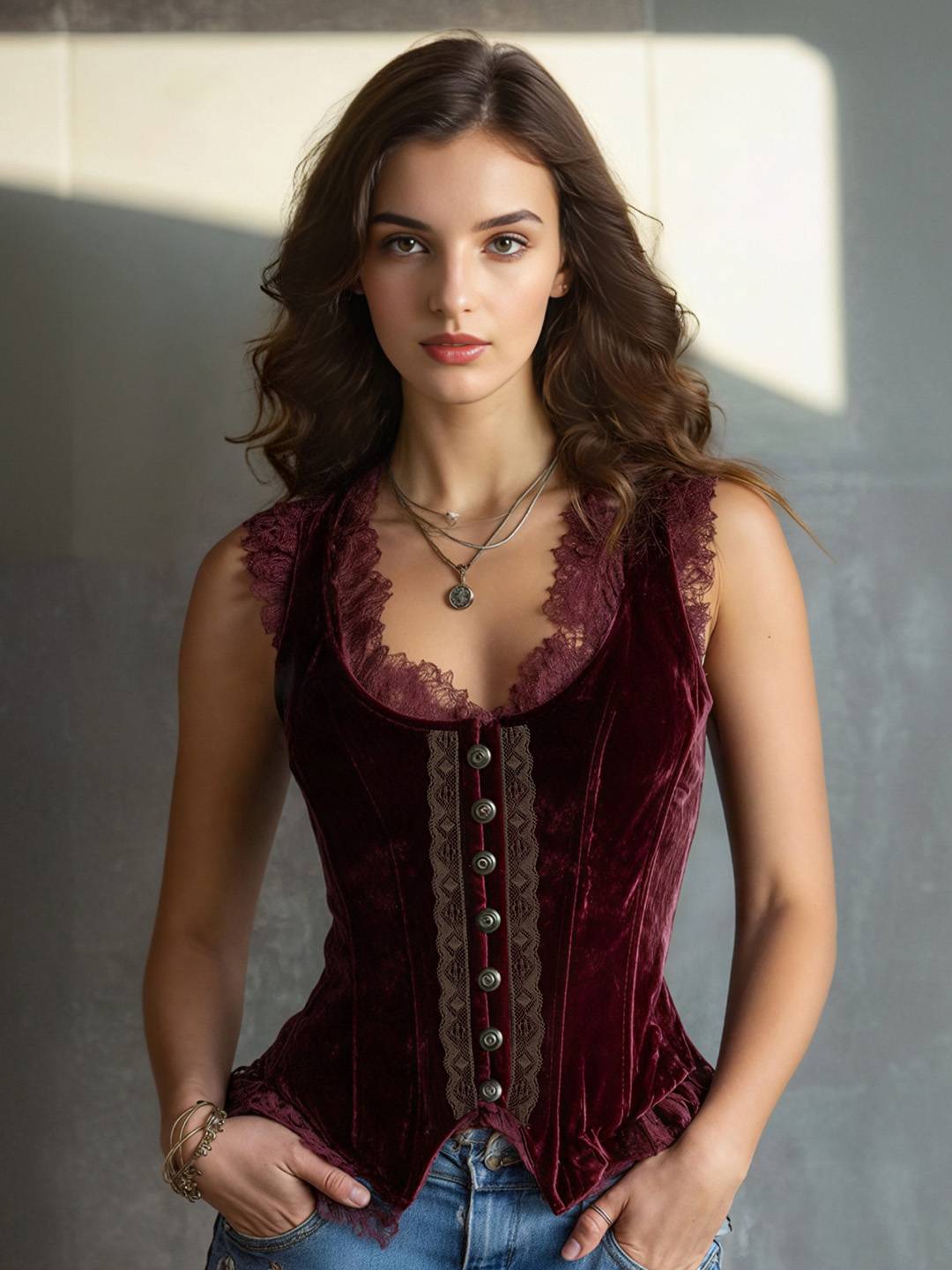 Alejandra V-Neck Lace Vest
