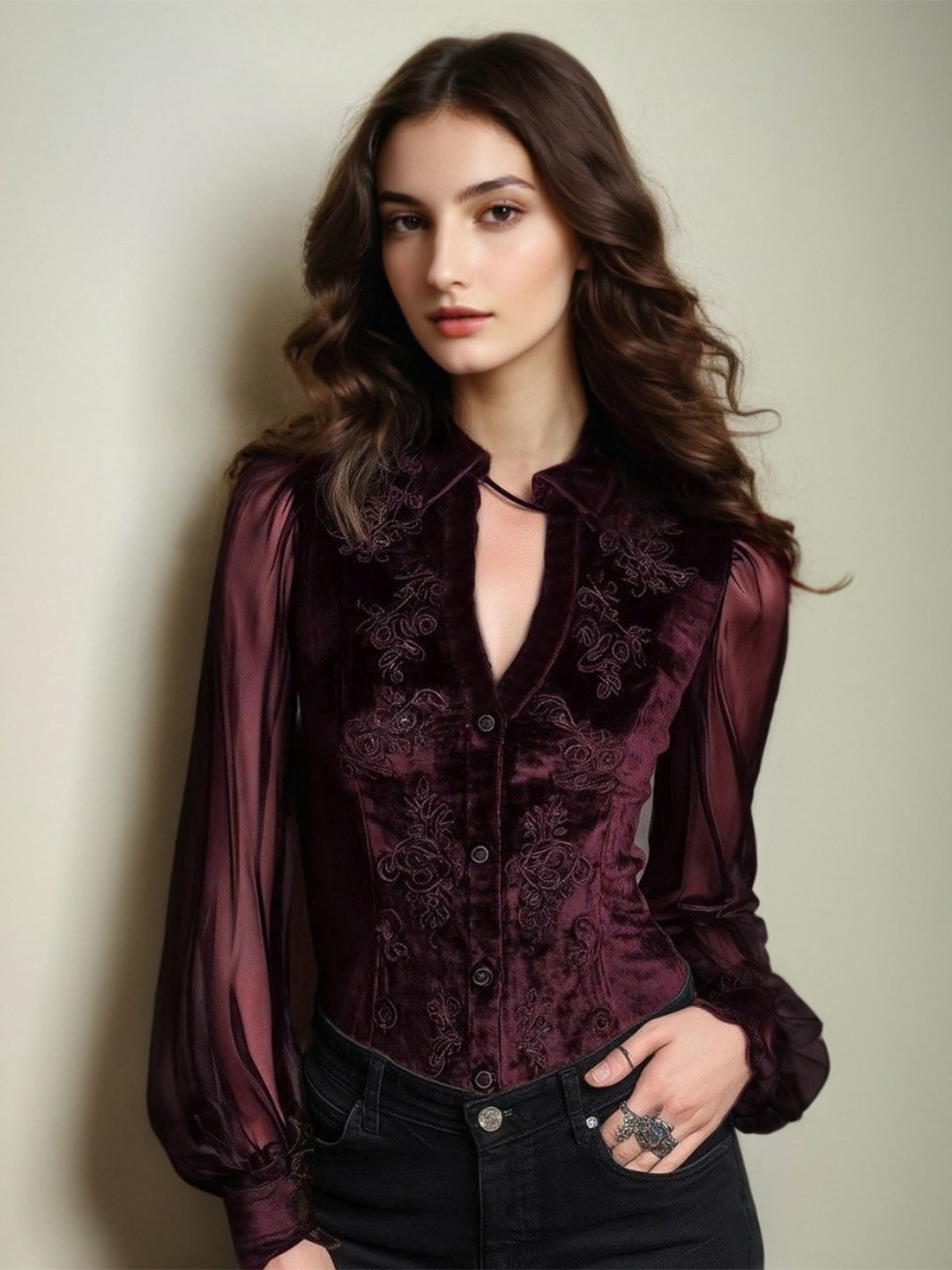 Sevyn V-Neck Long Sleeves Blouse