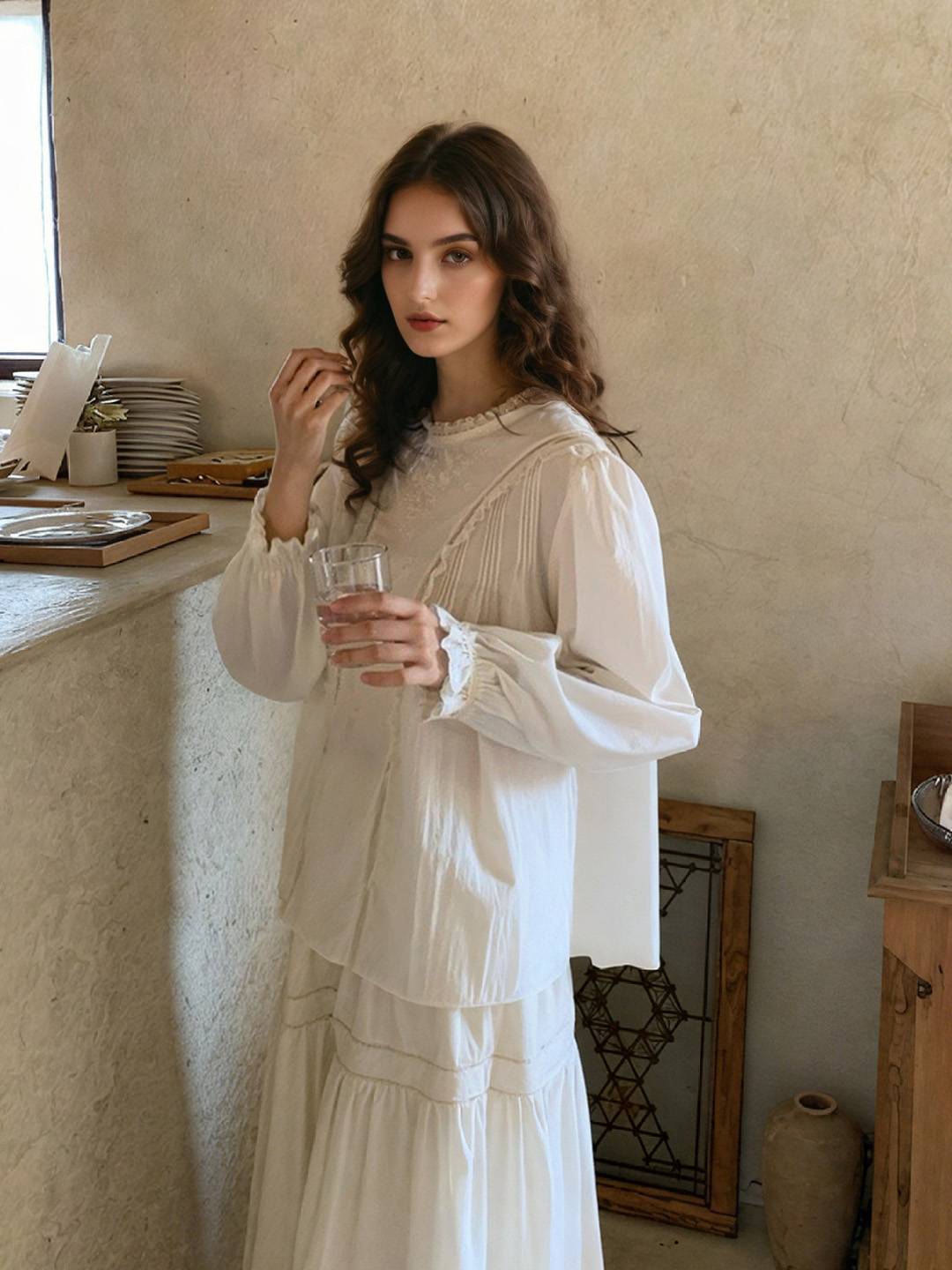 Alia Ruffle Neck Retro Blouse