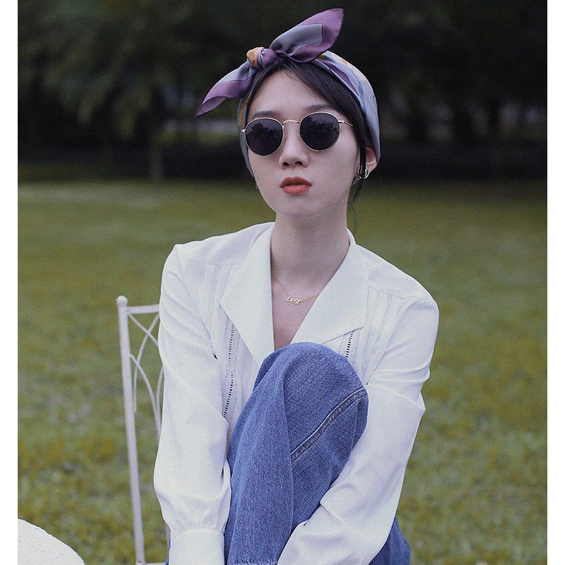 Chowxiaodou 16 Momme Iris Silk Twill Small Square Scarf 65*65