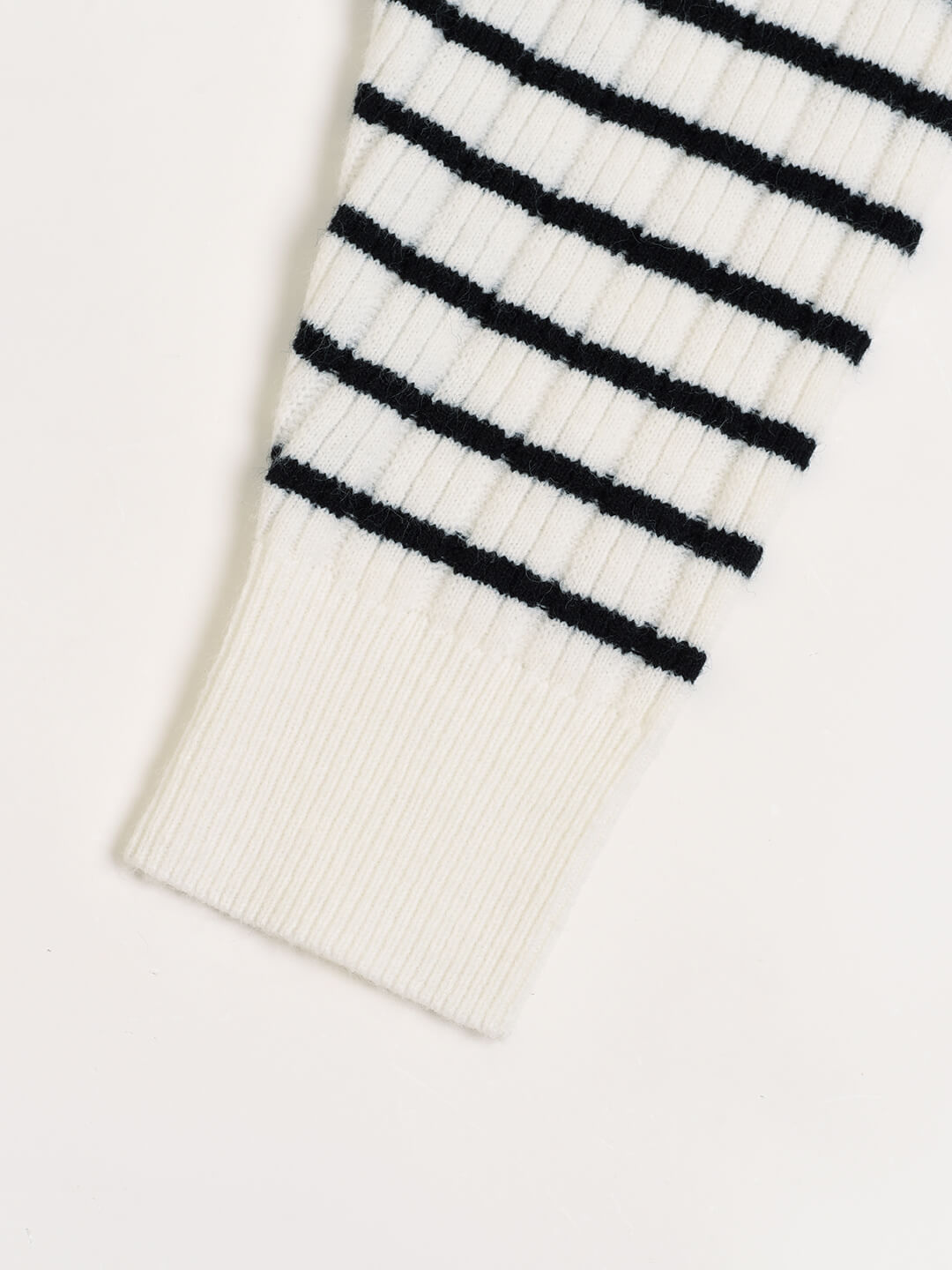Davian Striped White Polo Knit Top/simple retro