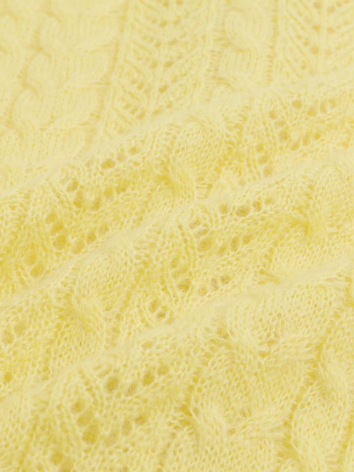 Edana Cable Yellow Knit Cardigan/SIMPLERETRO
