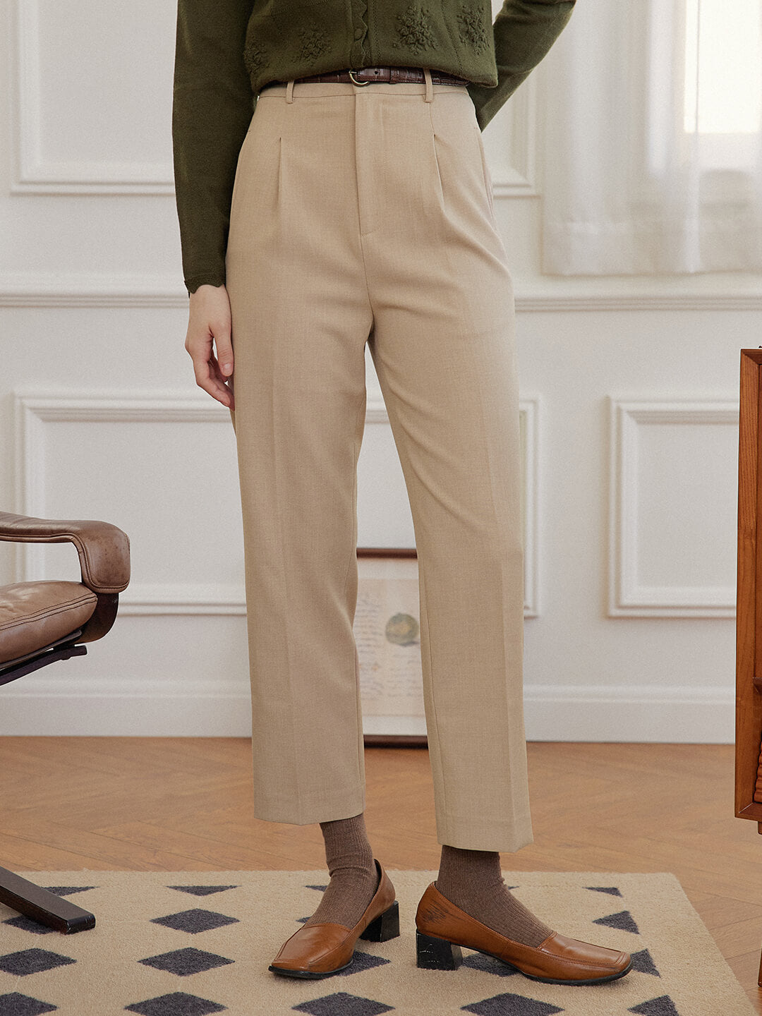 Simpleretro Nora Straight Suit Pants - Light Khaki2