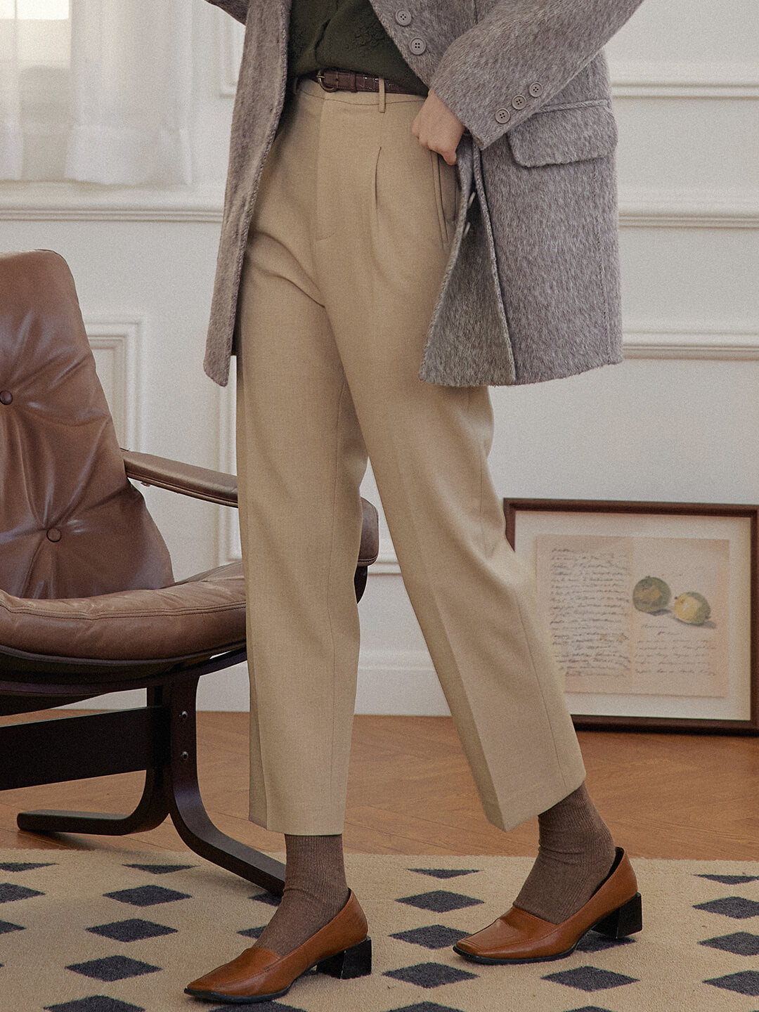 Simpleretro Nora Straight Suit Pants - Light Khaki5