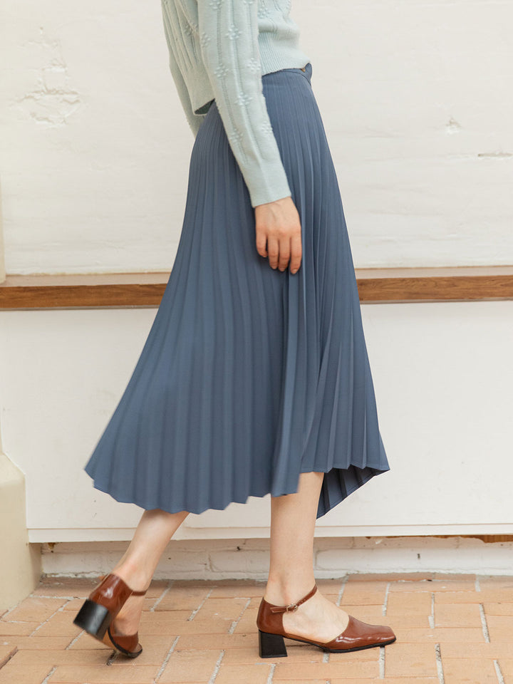 Nyla Chiffon Irregular Pleated Skirt/Simple Retro/11111