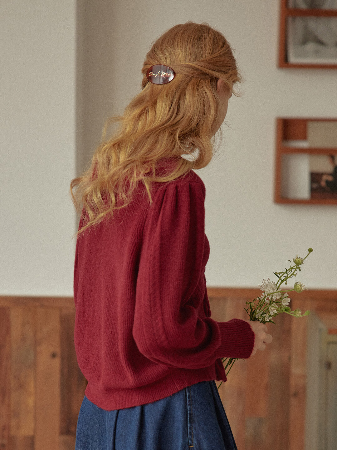 Ava Vintage Style Cable Red Knit Cardigan/simpleretro