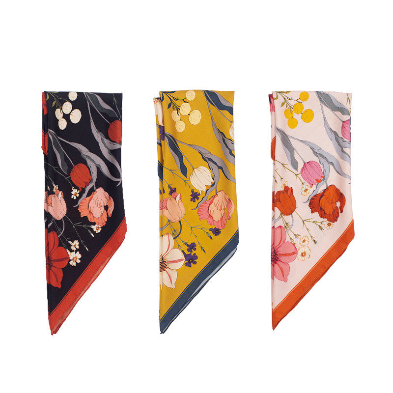 Chowxiaodou 16 Momme Tulip Silk Twill Small Square Scarf  65*65