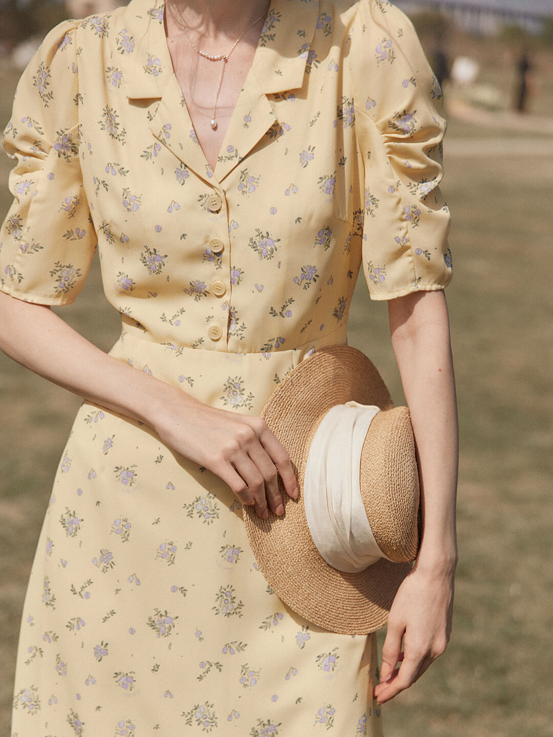 Fannie Printed Floral Tea Dress/Simple Retro/11310