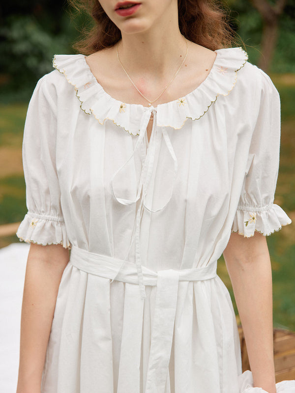 Elodie 100% Cotton Ruffle Midi Dress/Simple Retro/22167