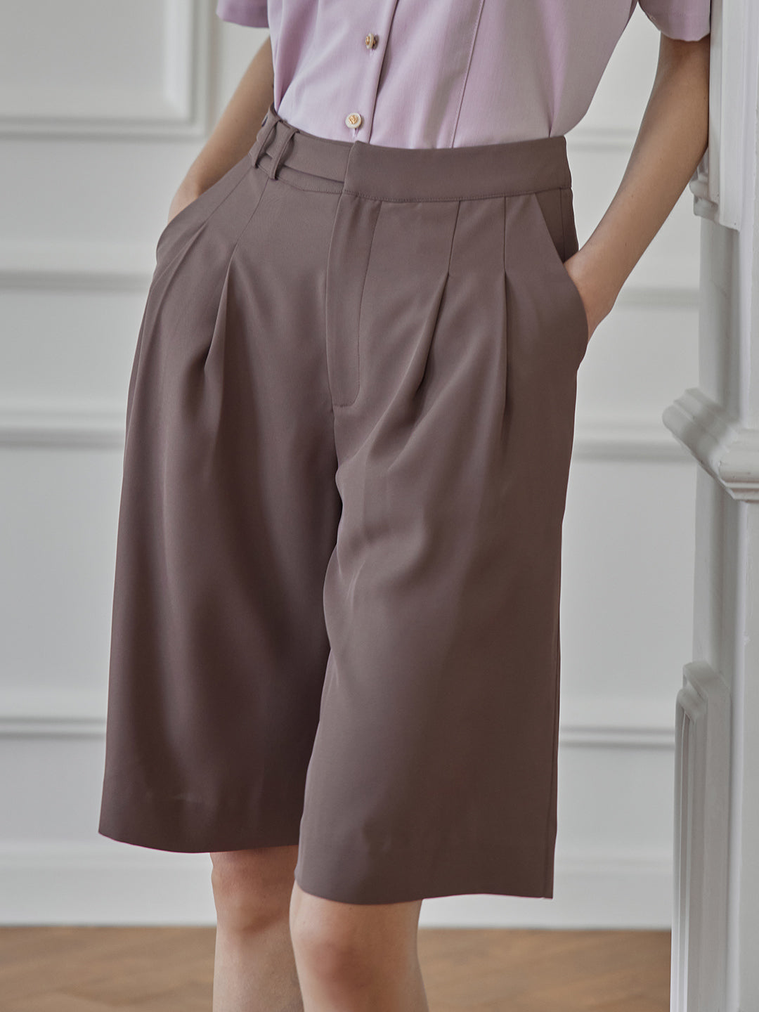 Dalia Brown Straight Shorts/SIMPLE RETRO