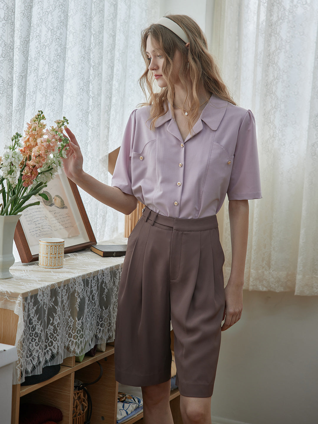 Dalia Brown Straight Shorts/SIMPLE RETRO