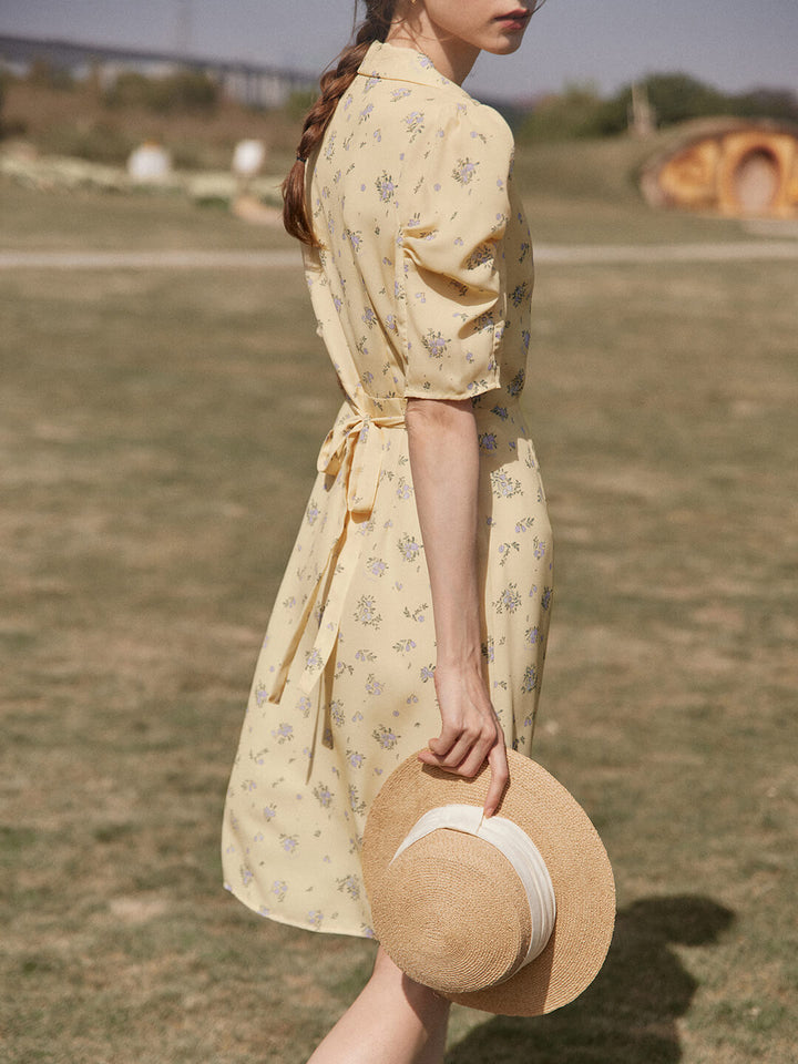 Fannie Printed Floral Tea Dress/Simple Retro/11310