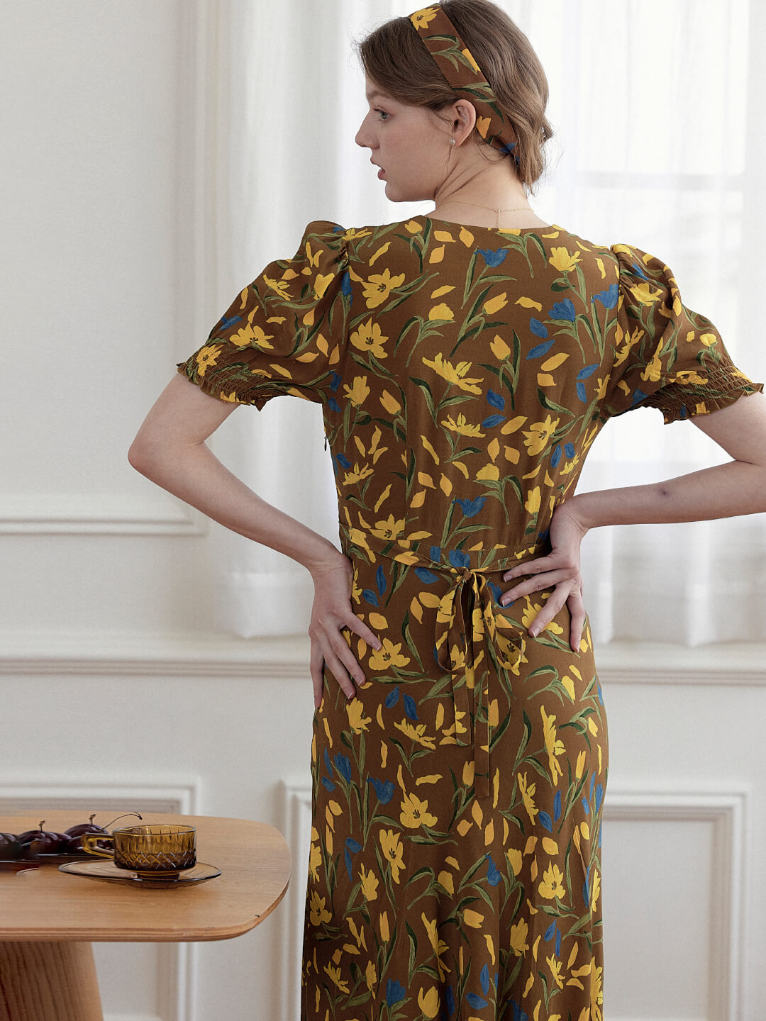 Bianca V-Neck Tulip Puff Sleeve Dress
