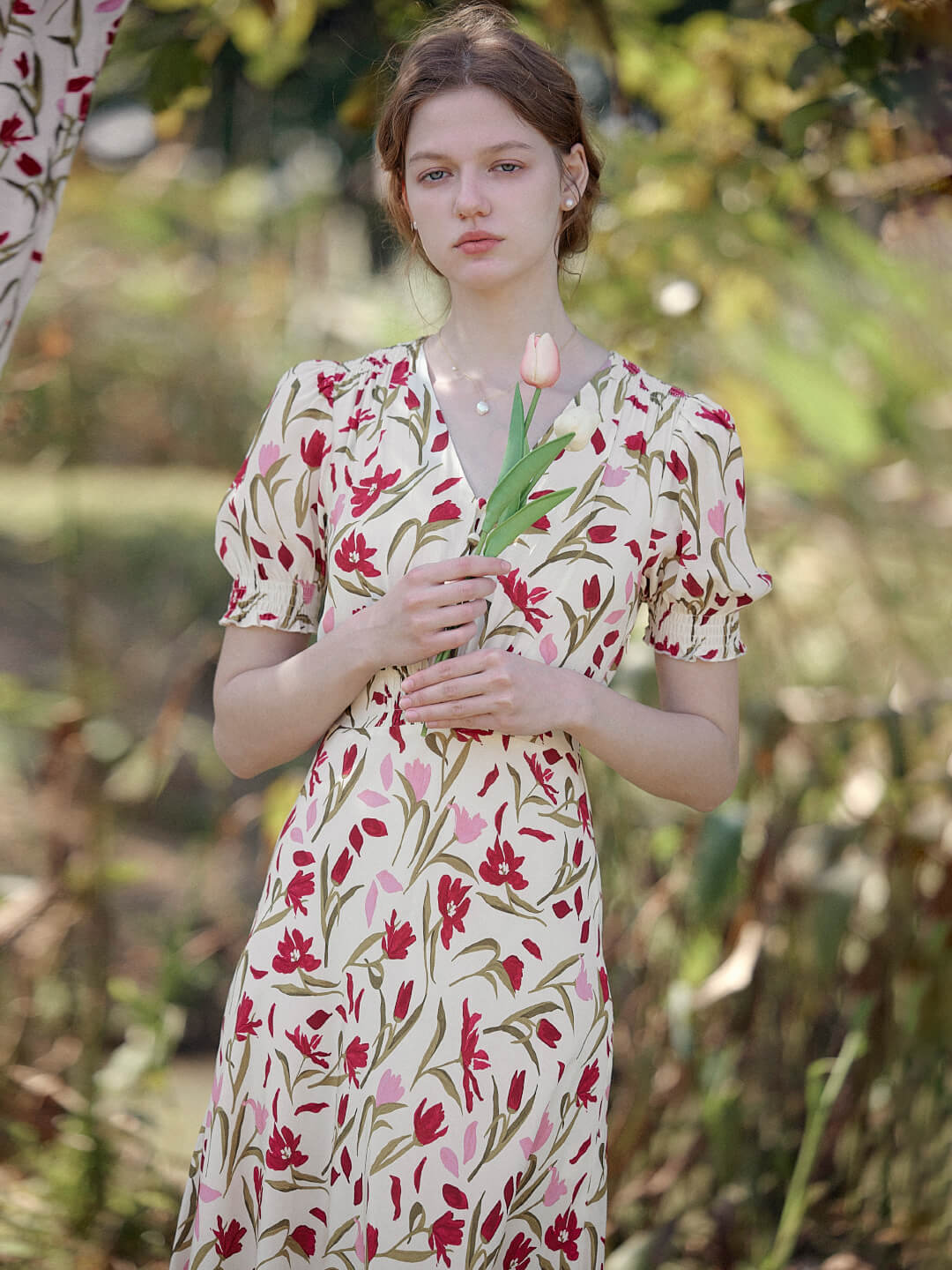 Bianca V-Neck Tulip Puff Sleeve Dress