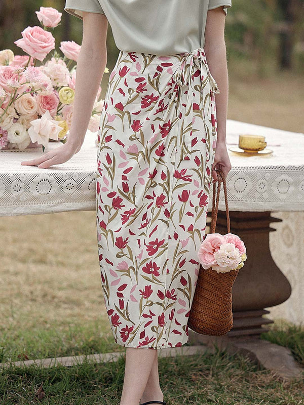Milan Romantic Tulip print Tea skirt