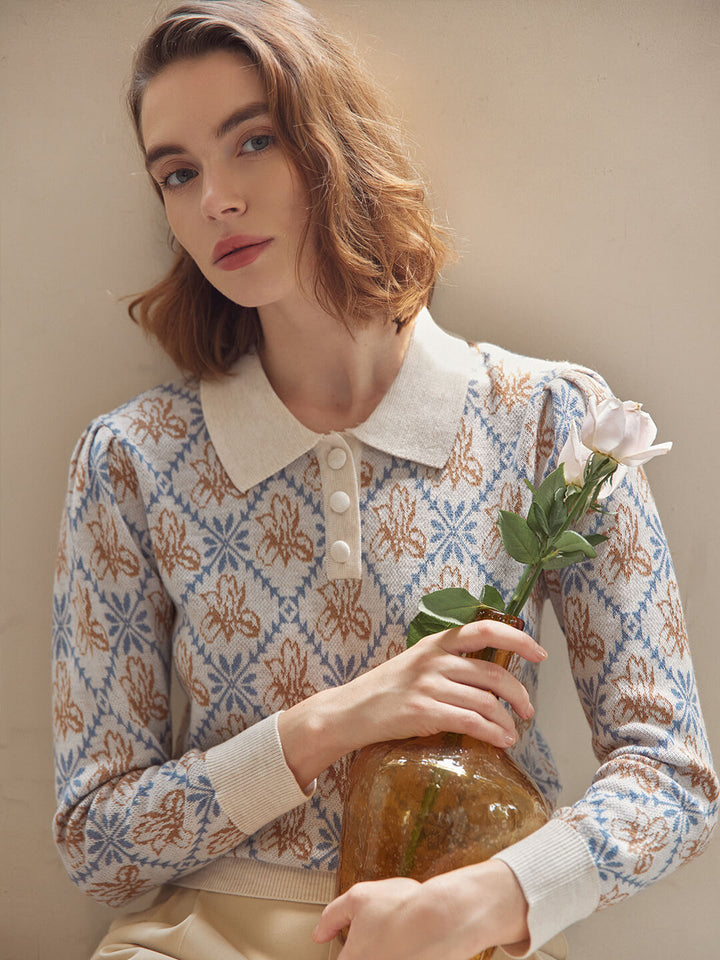 Ariana Iris Long Sleeves Pullover Knitwear/Simple Retro/66025