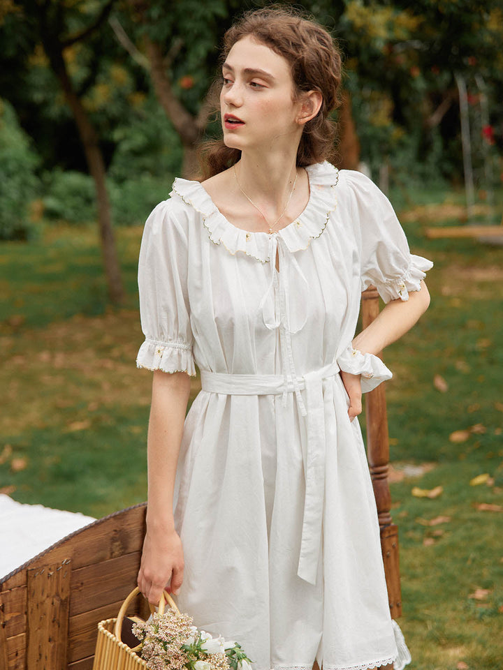 Elodie 100% Cotton Ruffle Midi Dress/Simple Retro/22167