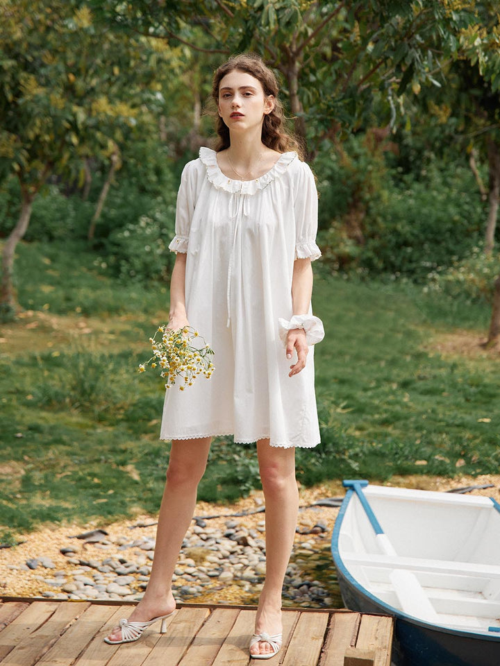 Elodie 100% Cotton Ruffle Midi Dress/Simple Retro/22167