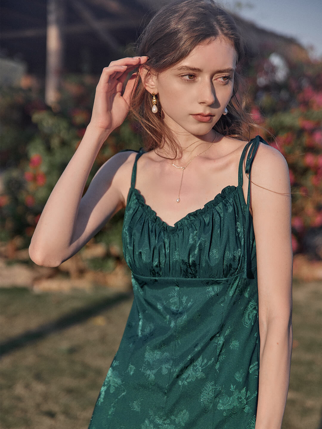 Jennifer Retro Floral Jacquard Slip Dress/Simple Retro/11335