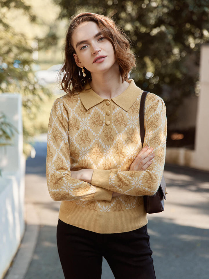 Ariana Iris Long Sleeves Pullover Knitwear/Simple Retro/66025