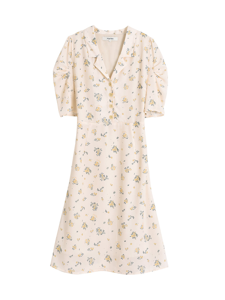 Fannie Printed Floral Tea Dress/Simple Retro/11310