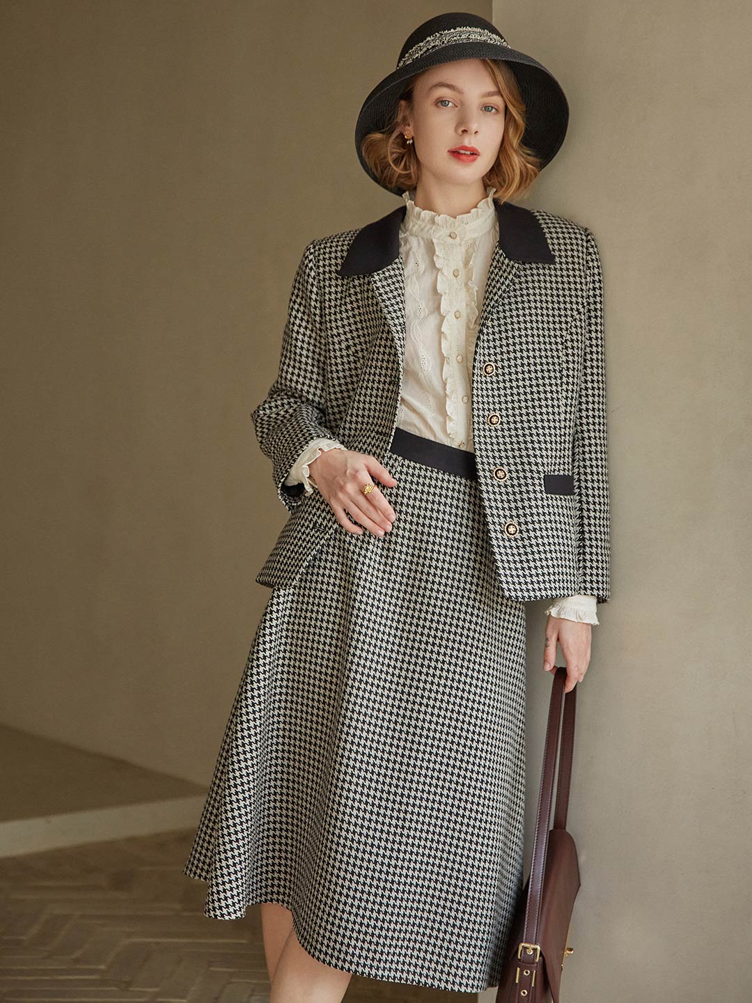 Dawn Houndstooth Skirt/Simple Retro/22145