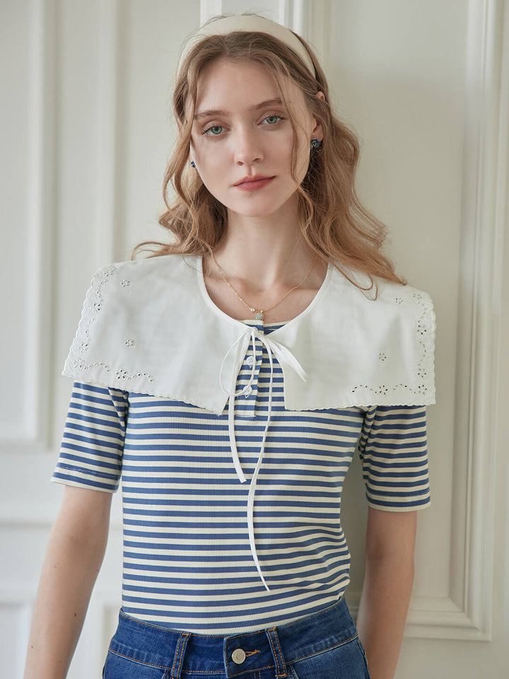 Claire Embroidered White Detachable Collar/SIMPLE RETRO