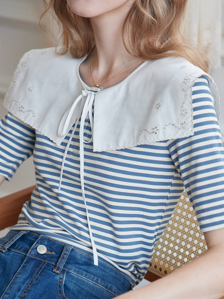 Claire Embroidered White Detachable Collar/SIMPLE RETRO