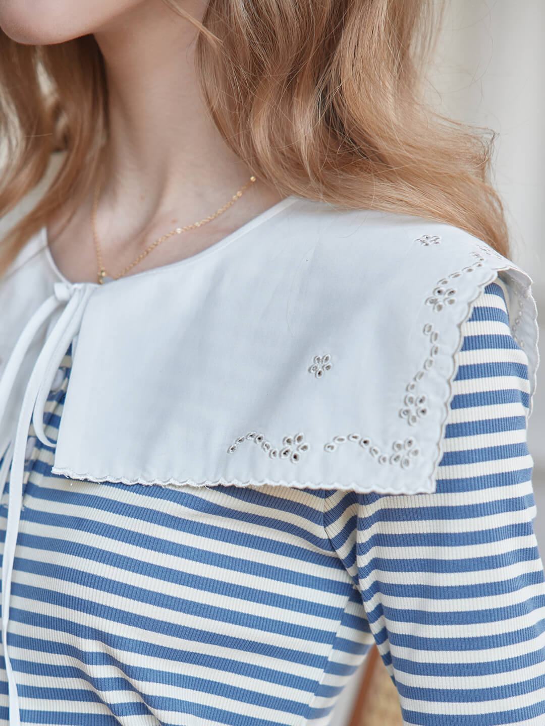 Claire Embroidered White Detachable Collar/SIMPLE RETRO