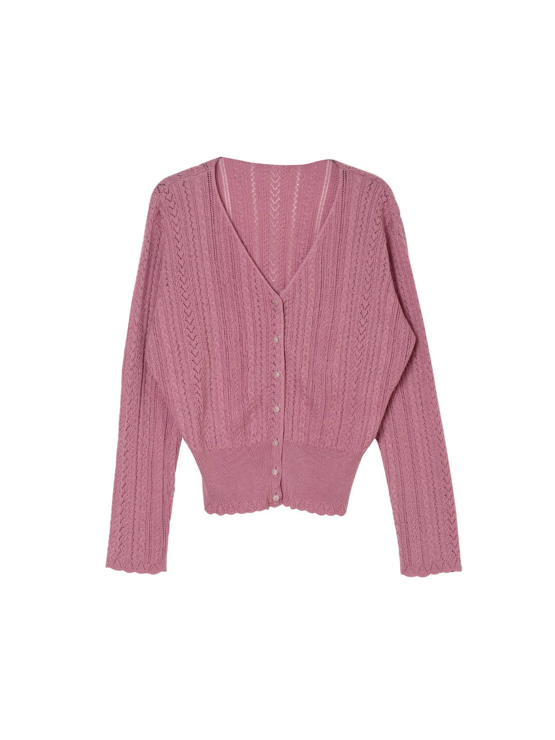 Emma Cable Pink Knit Cardigan/SIMPLERETRO
