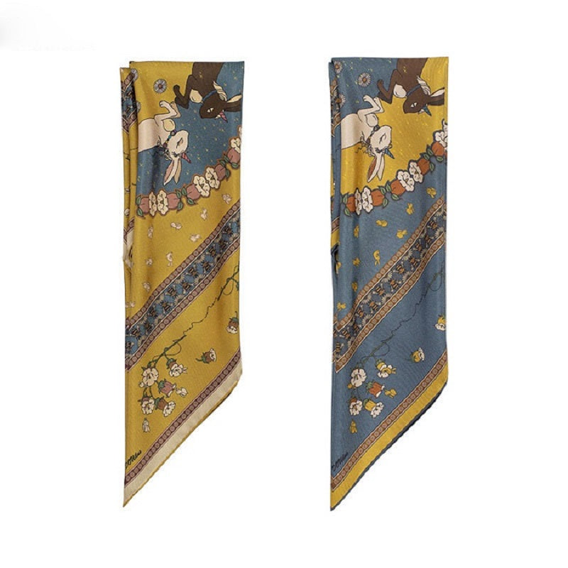 Chowxiaodou 16 Momme Mulberry Silk Twill Small Square Scarf 65*65