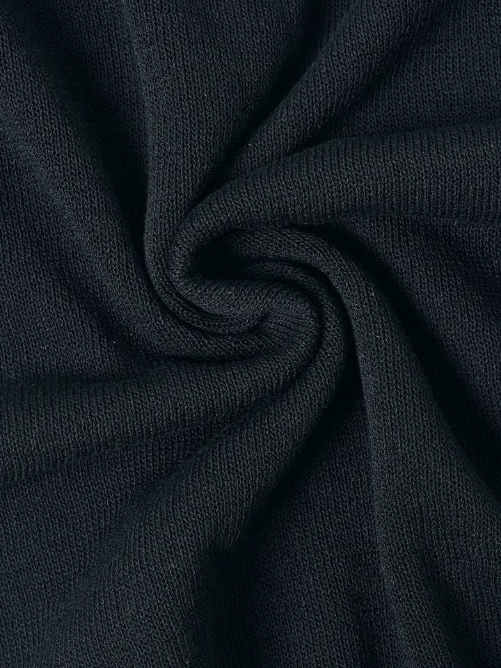 Alyssa Half Sleeve Knitted Black Polo Shirt/Simple Retro/11538