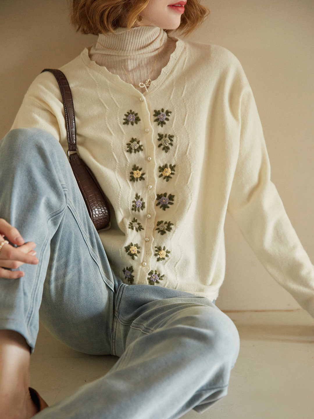 Eranthe Handmade Embroidery Knitwear/Simple Retro/22147