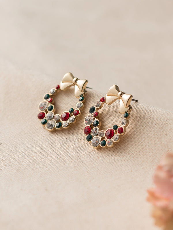 Colored Glaze Bowknot Earrings/Simple Retro/10011