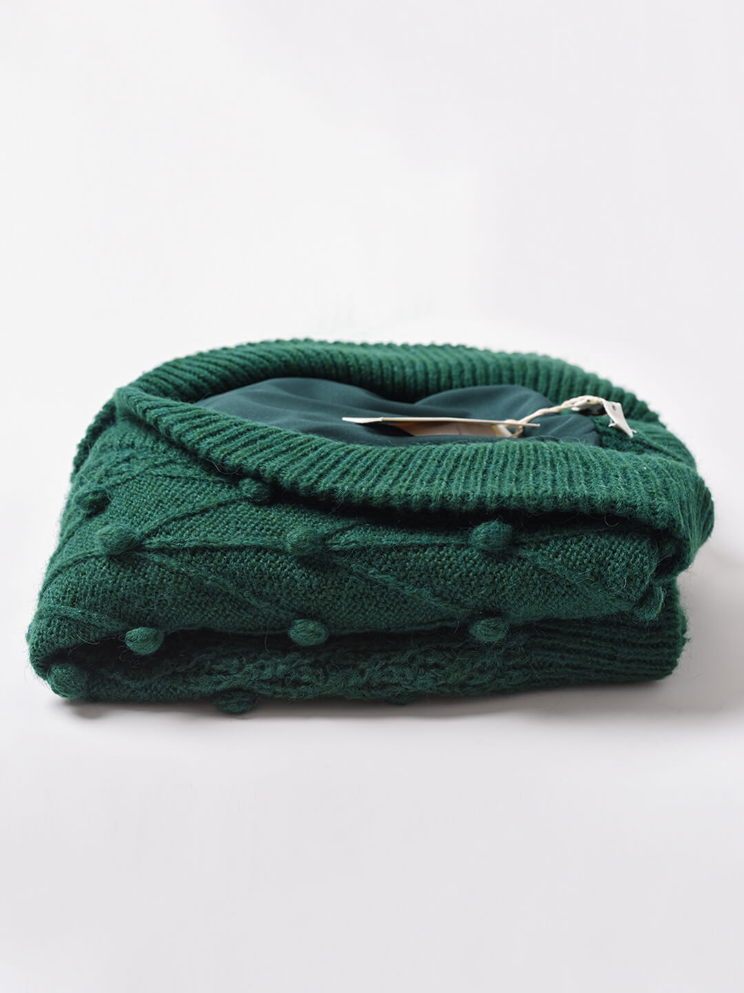 Nataly Cable Popcorn Chunky Green Knit Cardigan/Simple Retro/77017