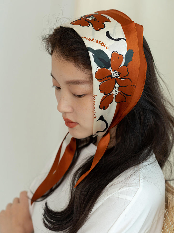 Chowxiaodou Rainbow Girl Satin Silk Rhombic Scarf/Simple Retro/44043