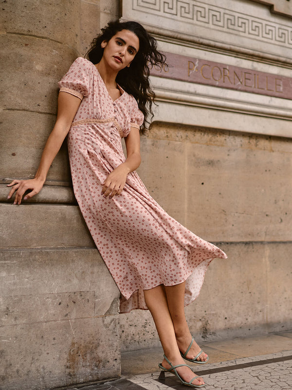Louna Floral Dress-Pink Rose