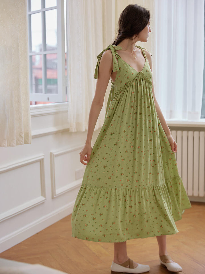 Rosalina Floral Green Slip Dress/simpleretro