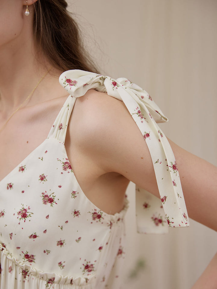Rosalina Floral White Slip Dress/simpleretro