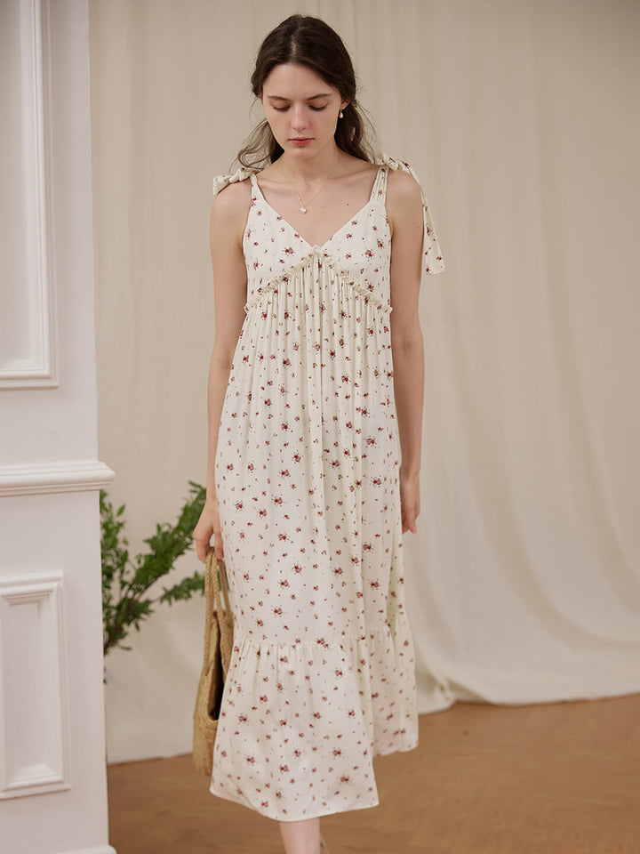 Rosalina Floral White Slip Dress/simpleretro