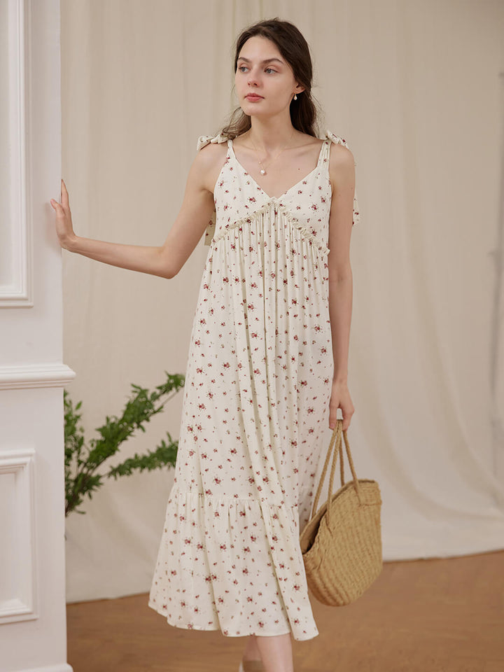 Rosalina Floral White Slip Dress/simpleretro