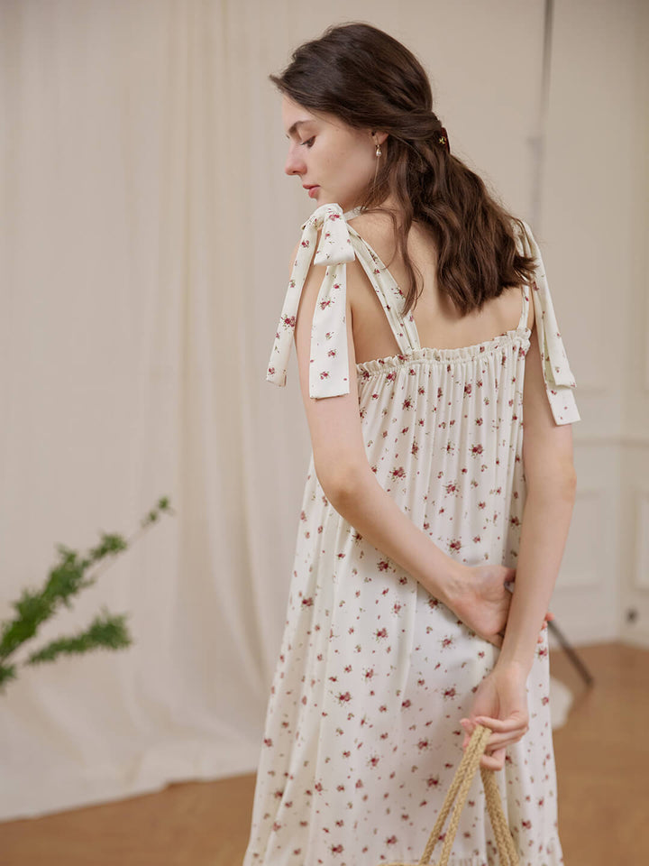 Rosalina Floral White Slip Dress/simpleretro