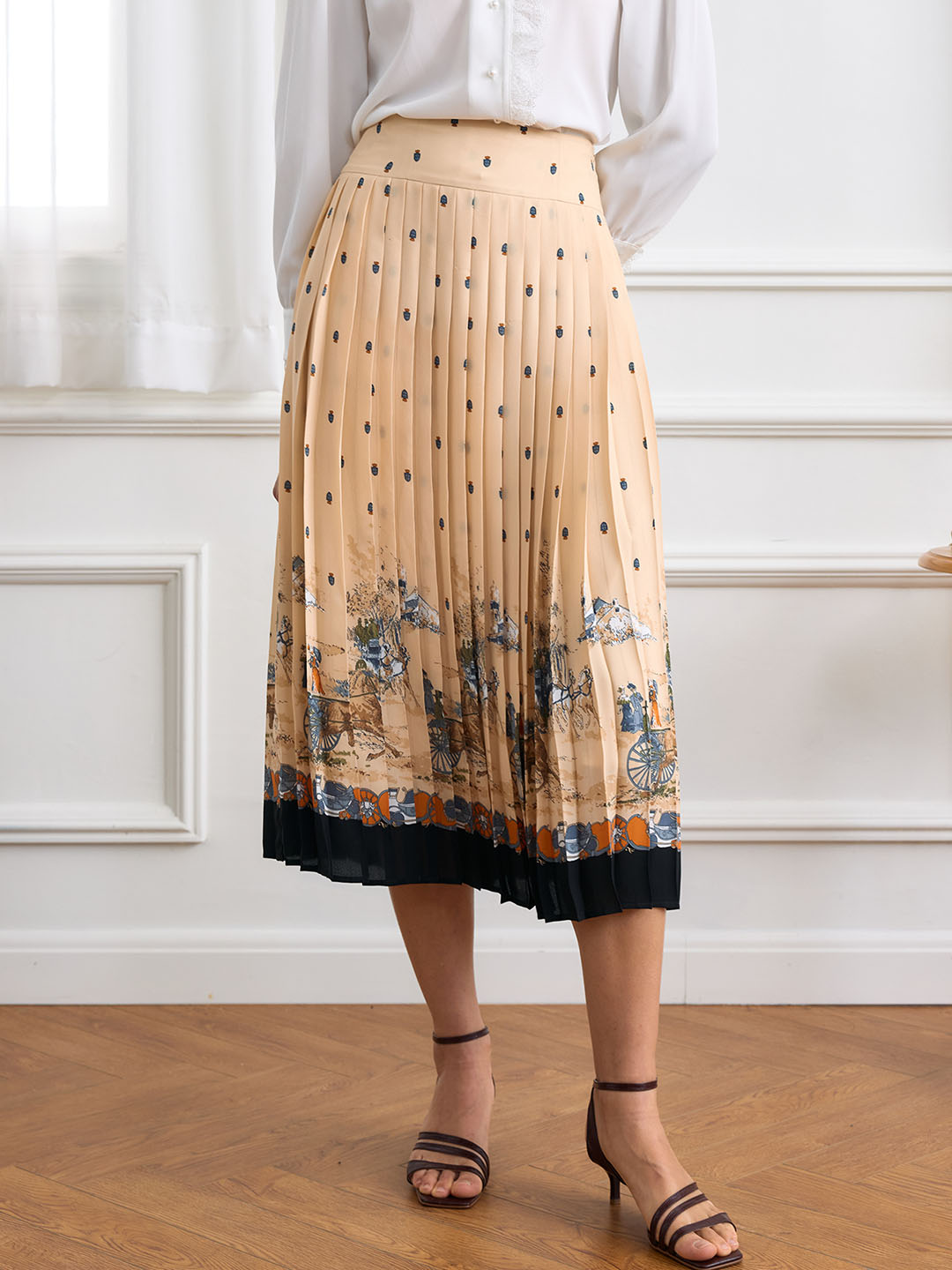 【Final Sale】Kaitlyn Figure Graphic Pleated Skirt