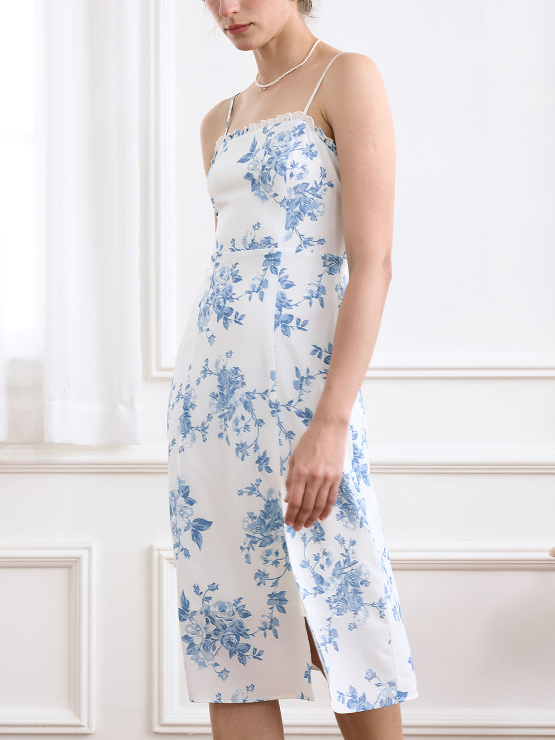 【Final Sale】Rhea Elegant Suspender Split Dress