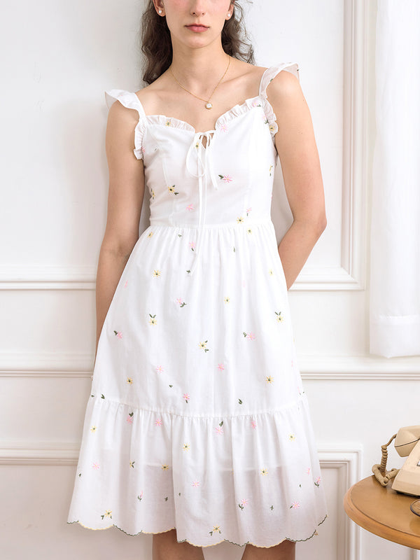 【Final Sale】Alejandra Daisy Embroidered Sling Dress