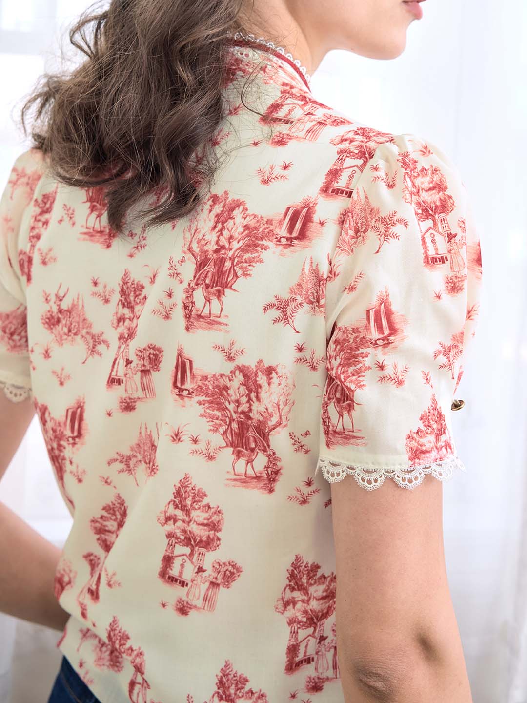 Briana Printed Stand Collar Blouse