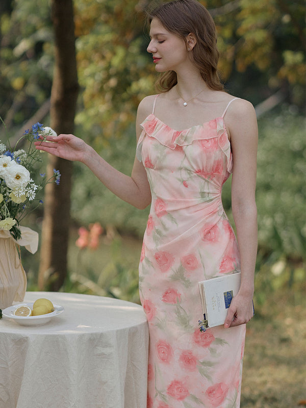 Margo Romantic Rose Print Slip Dress