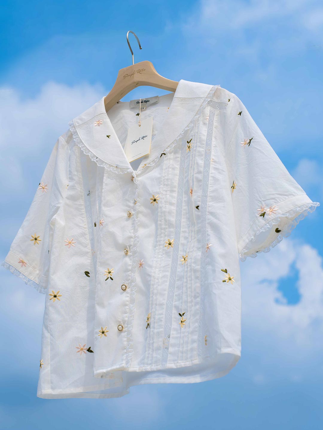【Holiday Sale】Erin 100% Cotton V-Neck Blouse